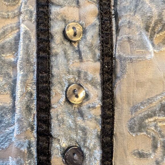 One of a kind dainty silk blend floral velvet blouse size Large - Picture 8 of 9